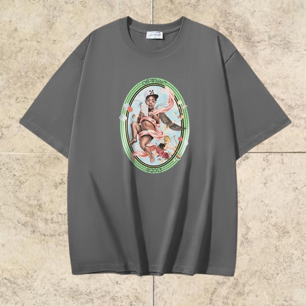 Off-White Men's T-Shirt Short Sleeve Gray